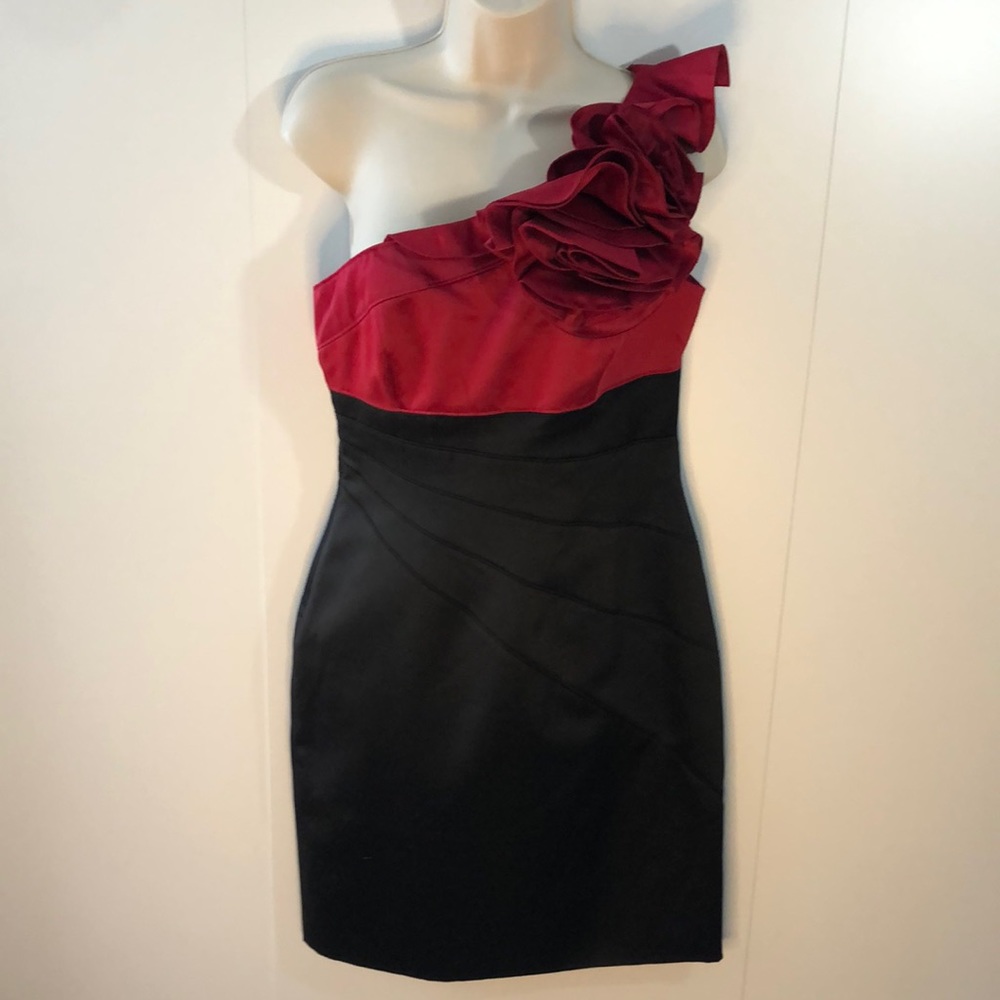 Gorgeous Adrianna Papell Boutique Evening Dress Red/Black size 8 NWOT full lined